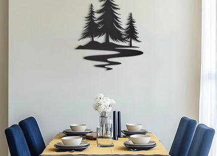 TYLCC Metal Pine Tree Wall Art, Black Rustic Cedar Tree Wall Decor