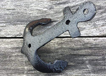Facaler Nautical Cast Iron Ship Anchor Weathered Nautical Wall Hooks Coat Hook, Screws Included (5 PCS)