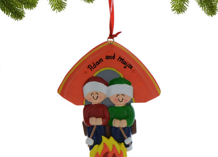 Personalized Our First Christmas Ornament 2026, Camping Couple Campfire