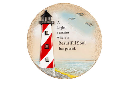Evergreen LED Outdoor Safe Memorial Stone | Lighthouse Coastal Beautiful Soul | 10 Inches Wide | Remembrance Décor for Homes, Lawn and Garden | Waterproof Battery Operated | Outside or Indoor