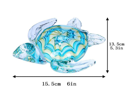 QFkris 6" Blown Glass Sea Turtle Figurine