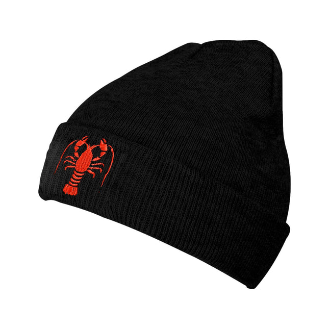 Tezmd Lobster Crawfish Black Beanie Hat for Men Women Embroidered Knit Winter Beanies Cap