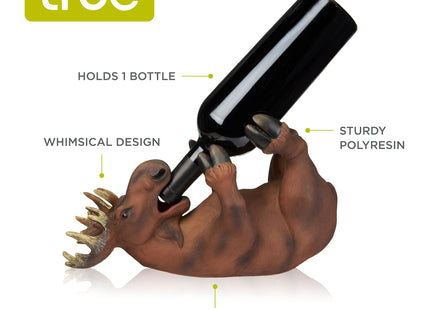 True Mischievous Moose Polyresin Wine Bottle Holder - Tabletop Wine Storage Rack, Gifts for Wine Lovers, Brown, Holds 1 Standard Wine Bottle