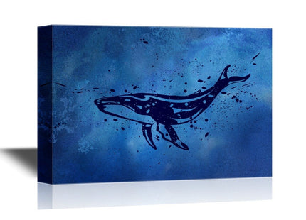 wall26 - Canvas Wall Art - Abstract Whale Swimming Under Deep Ocean - Gallery Wrap Modern Home Art | Ready to Hang - 24x36 inches