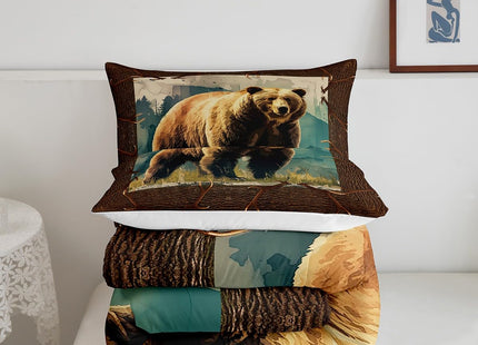 Erosebridal Brown Bear Bedding Set Full Woodland Safari Animal Comforter Set, Watercolor Wildlife Duvet Insert Rustic Farmhouse Quilt Sets, Country Lodge Cabin Bedding Comforters & Sets Breathable