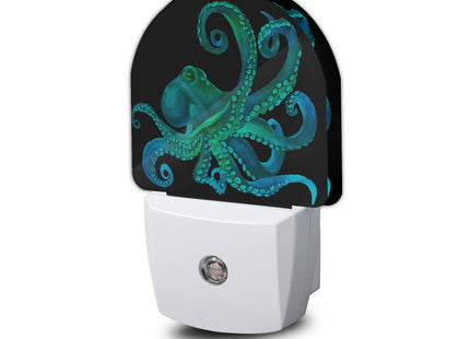AOWULA Green Octopus Night Light,Fish Sea Life Plug-in Wall Led Night Lights Decor for Boys Girls Room,Dusk to Dawn Sensor Wall Lamp for Stairway/Hallway/Kitchen,0.5W