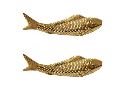 JSBWSFA 2PCS Goldfish Cabinet Knobs, Animal Knobs Gold Cabinets and Drawers Knob for Cupboard Gold Drawer Knob Metal Dresser Handle Bedroom Living Room Bathroom (Fish)