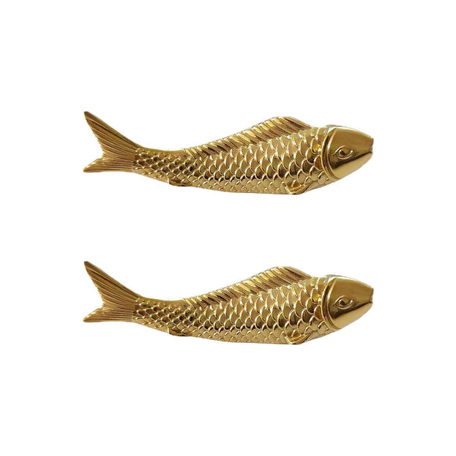JSBWSFA 2PCS Goldfish Cabinet Knobs, Animal Knobs Gold Cabinets and Drawers Knob for Cupboard Gold Drawer Knob Metal Dresser Handle Bedroom Living Room Bathroom (Fish)