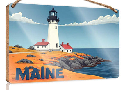 YFOK Door Hanging Decoration Maine Coastal Lighthouse Serenity Wooded Sign Front Porch Decor Front Porch Decor(20X30CM)