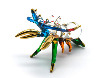 Hand Blown Glass Figurine Small Beautiful Lobster Handmade Miniature Animal Art
