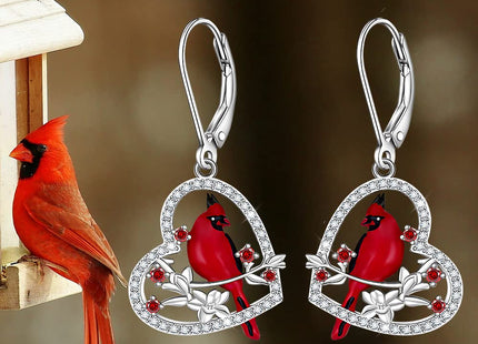 Red Cardinal Earrings for Women Sterling Silver Cardinal Gifts Earrings