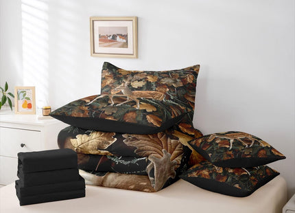 Feelyou Hunting Camo Deer Full Comforter Set with Sheets for Kids Boys Girls Wild Animal Hunting 7 Pieces Bedding Set Realistic Tree Leaves Bed in a Bag Western Cabin Decor Soft Lightweight Microfiber