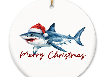 MIBEZE Coastal Beach Shark Christmas Ceramic Ornament Gifts