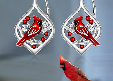 Cardinal Earrings for Women Red Cardinal Earrings Sterling Silver Bird Dangle Drop Jewelry Mothers Day Christmas Memorial Sympathy Valentine's day Gifts