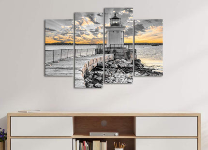 LoveHouse Lighthouse Wall Art Sunset Beach Pictures Decor