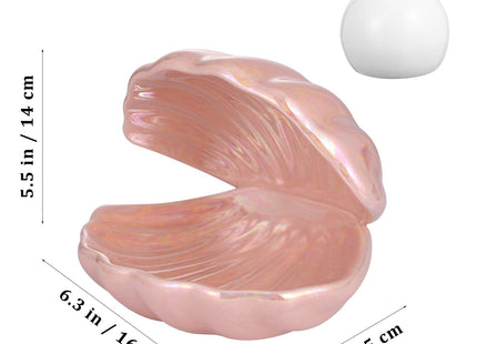 IMIKEYA Shell Pearl Light, LED Ceramic Pearl in Shell Night Light Desktop Portable Ocean-Inspired Seashell Lamp for Bedroom Home Decor, Pink