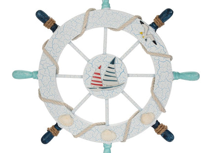Wooden Ship Wheel Wall Decor 11" Nautical Beach Coastal Ocean Home Bathroom