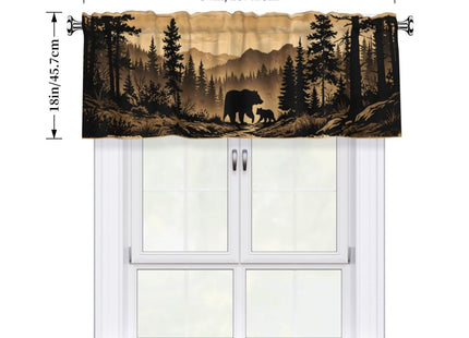 XBFCDN Rustic Forest Bear Family Window Valance