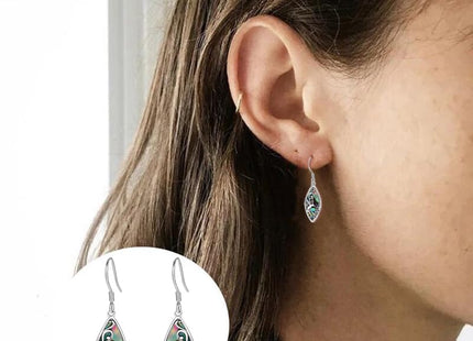 Sterling Silver Hummingbird Earrings Abalone Shell Filigree Hummingbird Dangle Drop Earrings Bohemia Jewelry Gift for Women Mother Mom
