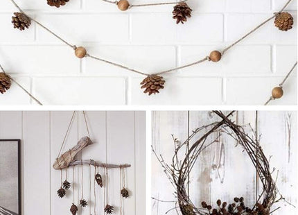 Winlyn 30 Pcs Christmas Hanging Real Preserved Pine Cones Ornaments 2"-3" Tall Christmas Tree Hanging Pinecone Ornaments