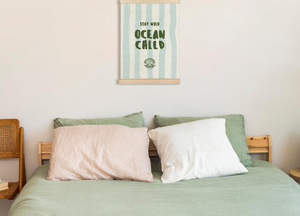 CIOJUNE Stay Wild Ocean Child Coastal Nautical Beach Wall Art Poster Hanger Frame, Blue Boho Ocean Seashell Canvas Prints Wall Art for Nursery Kids Room Playroom Home Decor, 12x16 Inch