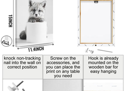 TBT Funny Fox Canvas Wall Art, Fox with Toilet Paper Wall Decor
