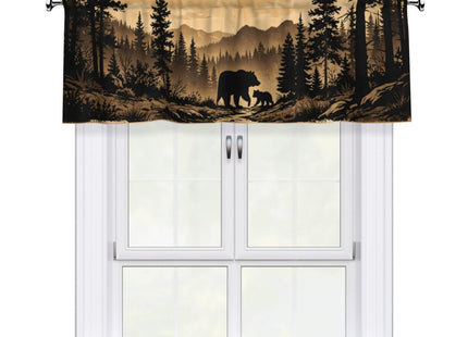 XBFCDN Rustic Forest Bear Family Window Valance