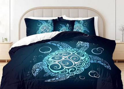 Sleepwish Teal Turquoise Comforter Set Twin Size for Boys Girls 4 Piece Beach Theme Bedding Set Soft Green Sea Turtle Bed Set