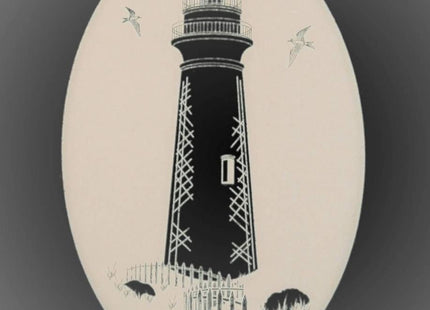 Lighthouse Oval Etched Window Decal Vinyl Glass Cling - 8" x 12" - White with Clear Design Elements