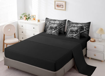 Lodge Cabin Full Comforter Set 7 Pcs Wild Animal Paw Print Retro Wooden Stripes Farmhouse Bedding Set for Kids Teens Adults Bed in a Bag Comforter Flat Sheet Fitted Sheet 2 Pillowcases 2 Pillow Covers