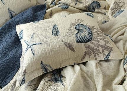 LIVILAN Nautical Theme Bedspread 3-Piece Reversible Queen Quilt Set, Cotton Fabric All-Season Coastal Beach Quilts Coverlet Set, Navy Blue Quilt (90 X 98 '') 2 Pillowcases (20 X 27'')