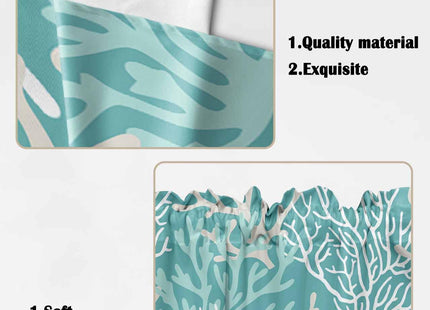 Lsrtoss Teal Coral Coastal Swag Curtains for Kitchen/Bedroom/Living Room, Ocean Nautical Scalloped Curtains 63 Inch Long, Beach Rod Pocket Window Swag Topper Curtains Valances 2 Panels Set 36"x63"