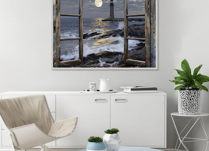Clendo Paint by Numbers Kit for Adults- Lighthouse Adult Paint by Number Kits on Canvas for Beginners, DIY Beach Scene Acrylic Oil Number Painting Kits for Home Wall Decor 16"x 20" (Without Frame)