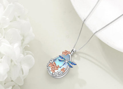 KQF Dragonfly Necklace for Women Sterling Silver Moonstone Jewelry Dragonfly Pendant Necklace for Women Teens