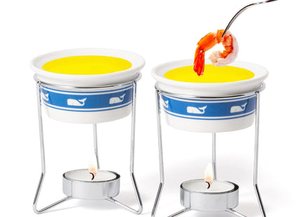 Nantucket Seafood Ceramic Butter Warmers, Whale Design, Set of 2