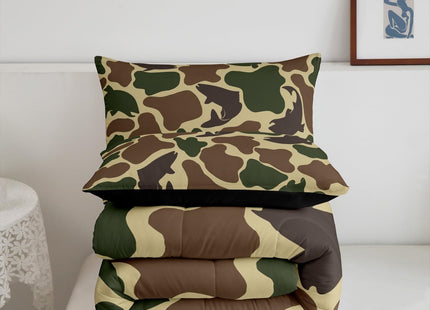 Erosebridal Hunting Fish Bedding Set Camo Army Bass Fishing Comforter Set