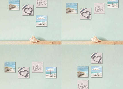 ARTISTIC PATH Sandy Beach Seaside Graphic Artwork Starfish Seashells Canvas Wall Art Coastal Pictures Prints