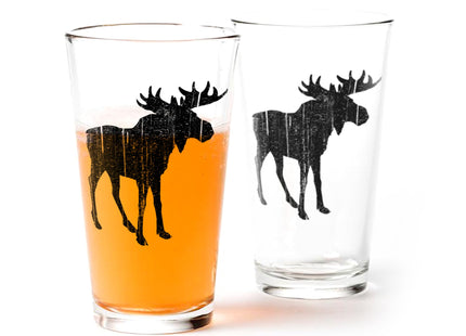 Black Lantern Rustic Moose Pint Glasses Set of 2 Beer Glasses with 16oz. Capacity