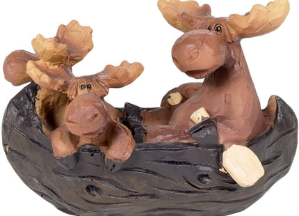 Slifka Sales Co. Moose Family in Canoe Resin Decorative Tabletop Figurine