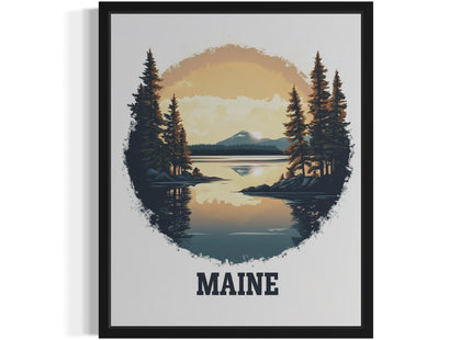 Maine Unframed Poster Art Print - States Landscape Nature Scenery Painting illustrations Wall Art for Bedroom Bathroom Living Room Decor 108 (Maine, 10"L x 8"W, Unframed)