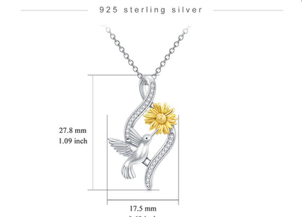 MEIDERBO Hummingbird Necklace 925 Sterling Silver Daisy Hummingbird Pendant Necklace Hummingbird Jewelry Gifts for Women