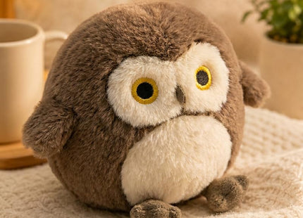 ELAINREN Chubby Brown Owl Stuff Animal Realisitc Owl Plush Bird Toy 3.9''