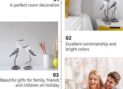 HEALLILY 2pcs Coastal Decor Wooden Seagull Figurine Bird Statue Nautical Coastal Ocean Home Decoration Light Brown Statue