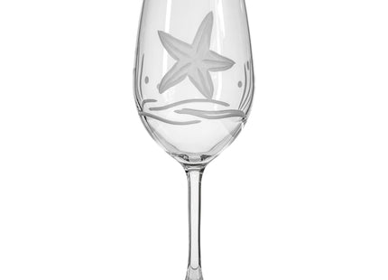 Rolf Glass Starfish White Wine Glass | 12oz Coastal Glassware | Set of 4 | Engraved Lead-Free Wine Glasses | Made in the USA