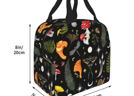 Siiuuol Wild Forest Mushrooms Moth Moon Insulated Lunch Bag