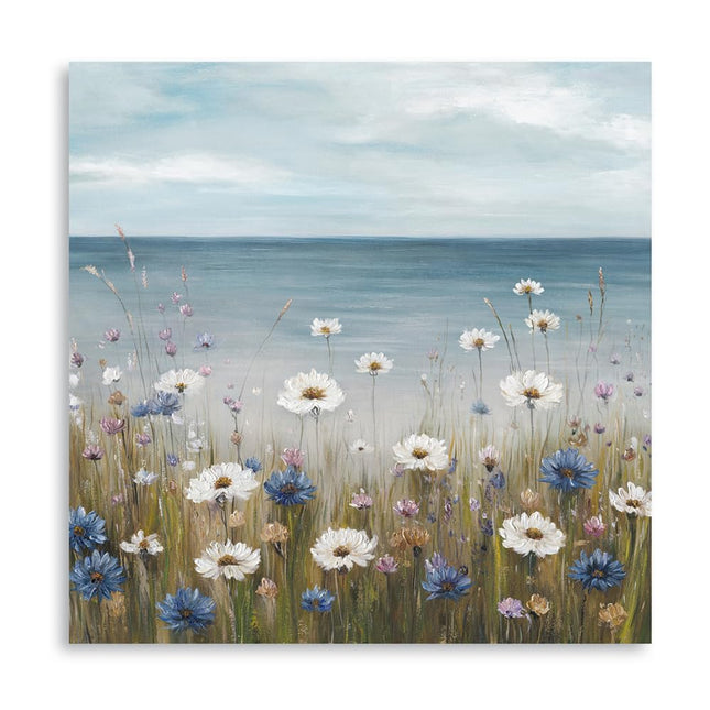 Yidepot Ocean Wall Art Bathroom Pictures - Coastal Decor Framed Artwork Canvas Prints Beach Cuadros Para Baños High End Style for Home Bathroom 12"x12"
