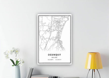ZCXH Ogunquit Maine Map Canvas Poster Bedroom Decor Landscape Office Room Decor Gift Unframe-style08x12inch(20x30cm)