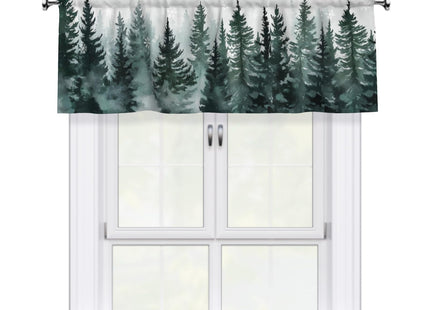 Granbey Pine Tree Valances for Windows - Misty Green Forest Kitchen Valances Winter Snowflake Valance Curtain with Rod Pocket for Kitchen Dining Room Home Decor 54 x 18 Inches, 1 Panel