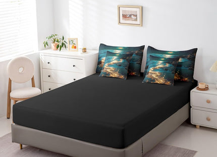 Feelyou Moonlight Beach Comforter Set with Sheets 7 Piece Full Size