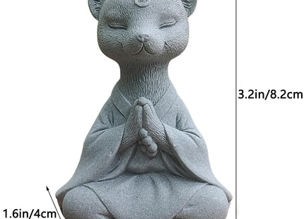 Meditating Fox Statue Yoga Animal Figurines Zen Fox Sculpture, S2